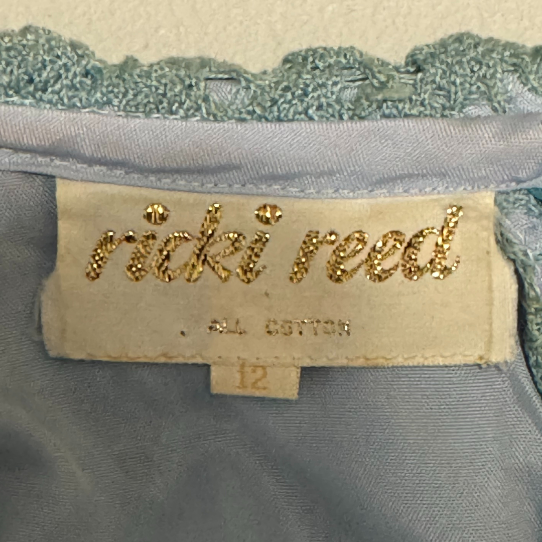 Ricki Reed Vintage 1960s Textured Crochet Blue Dress with Peter Pan Collar