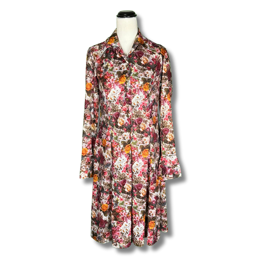 Vintage 1970s Floral Shirt Dress