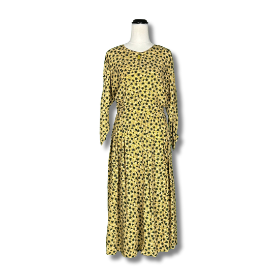 Vintage 1970s Golden Floral Midi Dress