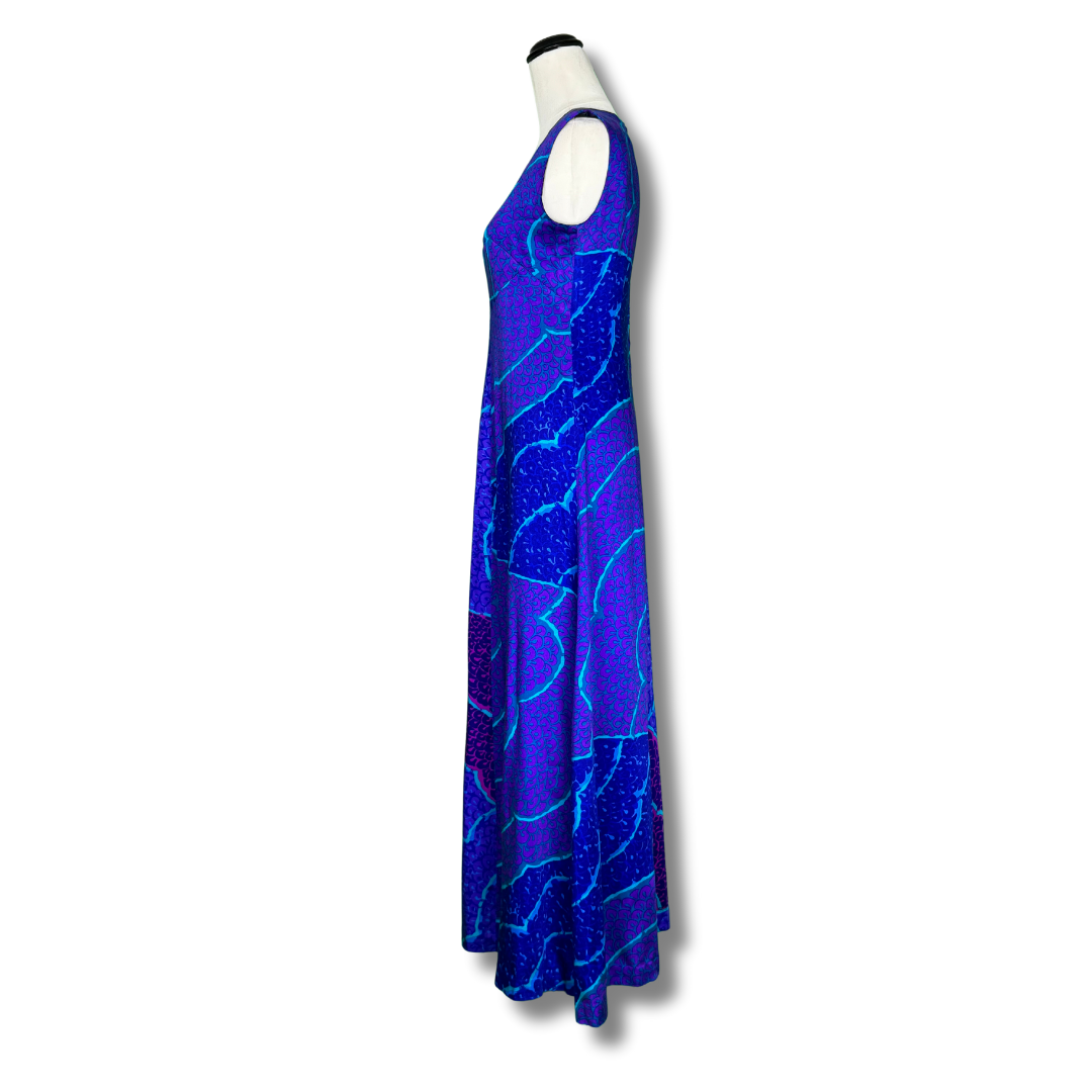 Vintage 1970s Oceanic Print Maxi Dress