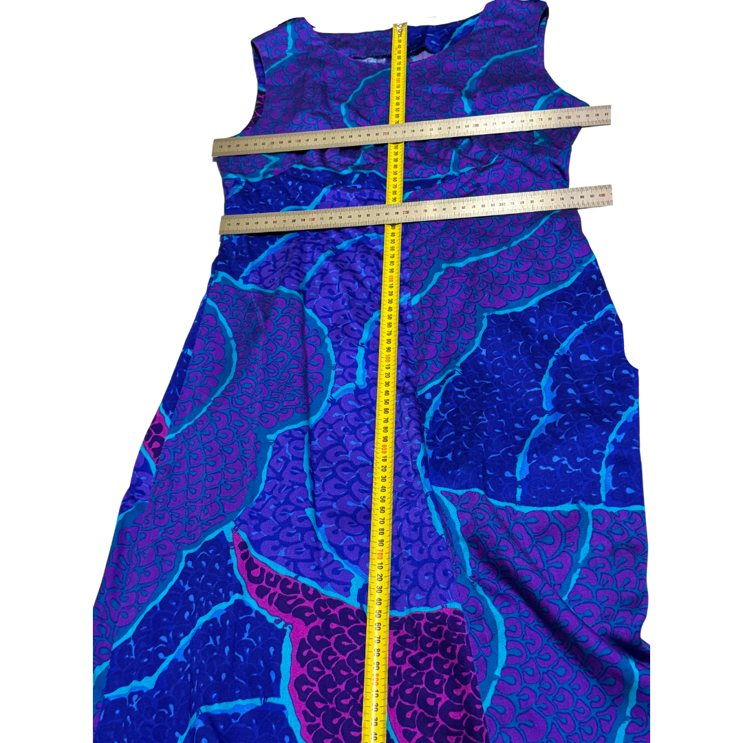 Vintage 1970s Oceanic Print Maxi Dress