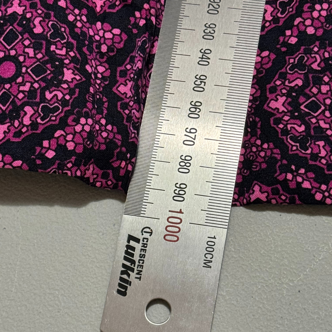 Vintage 1970s Pink & Black Floral Dress