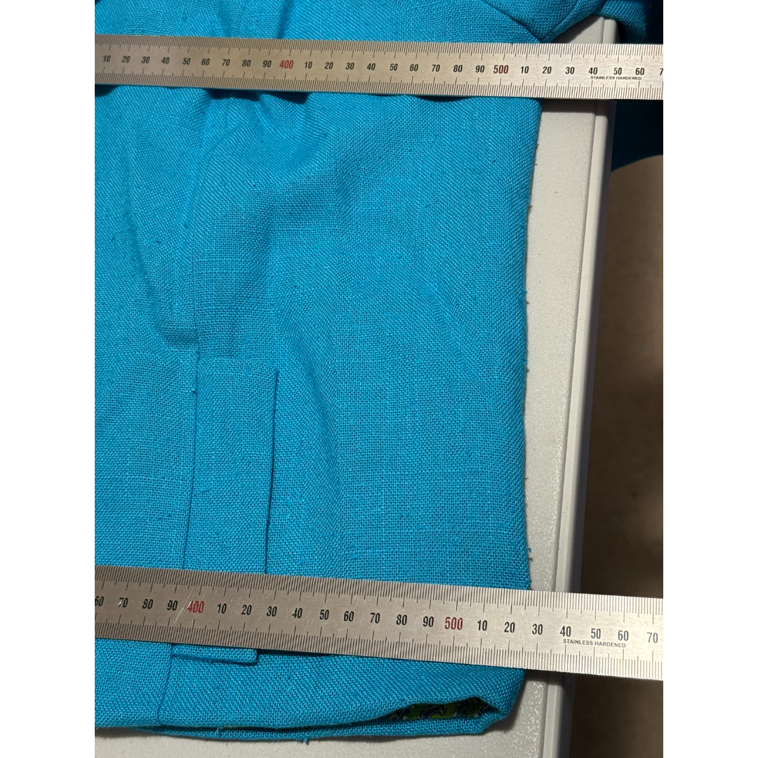 Vintage Late 1960s Turquoise Suit with Paisley Collar