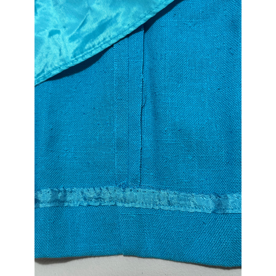 Vintage Late 1960s Turquoise Suit with Paisley Collar