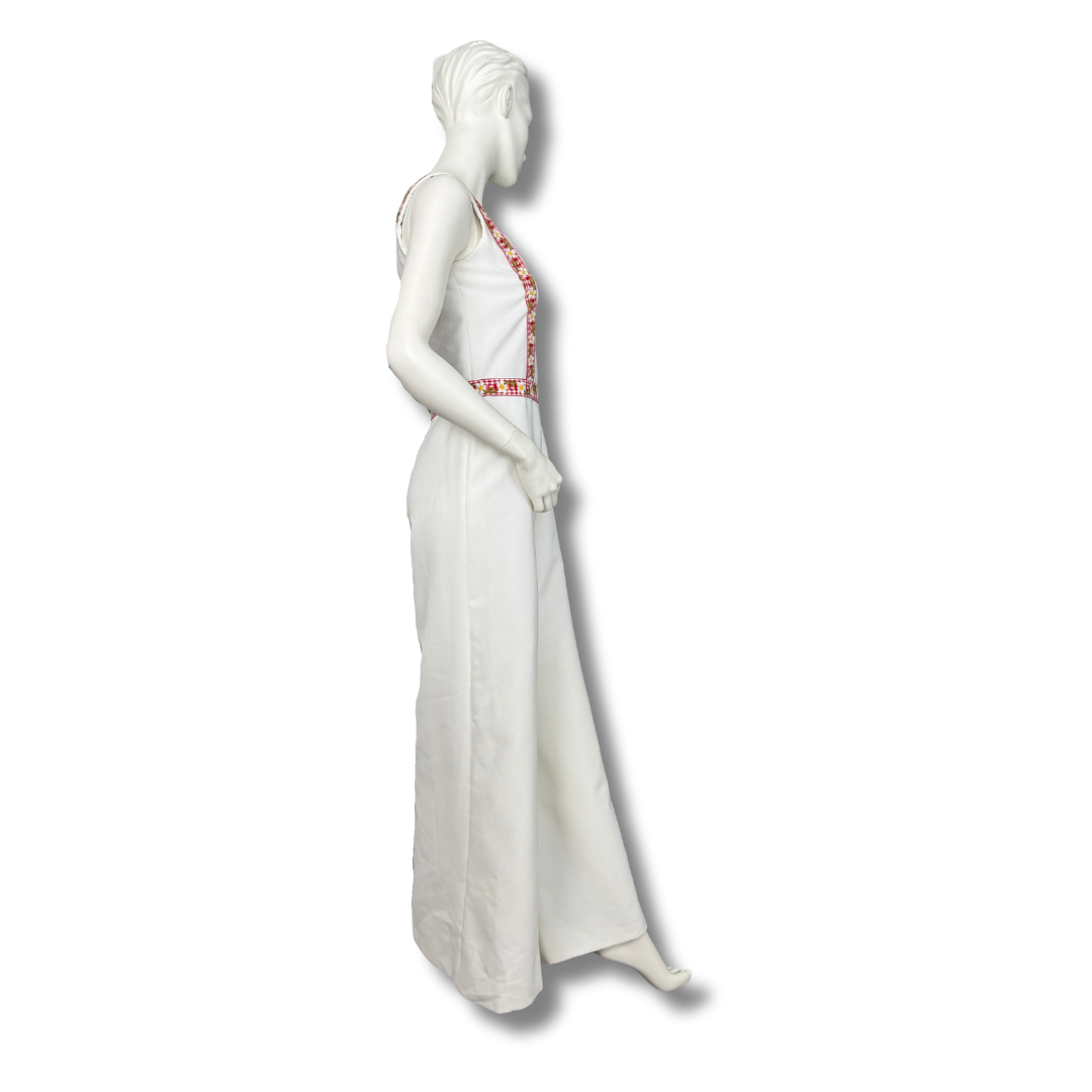 Vintage 1970s Handmade White Flared Jumpsuit & Jacket Set - UNBELIEVABLE