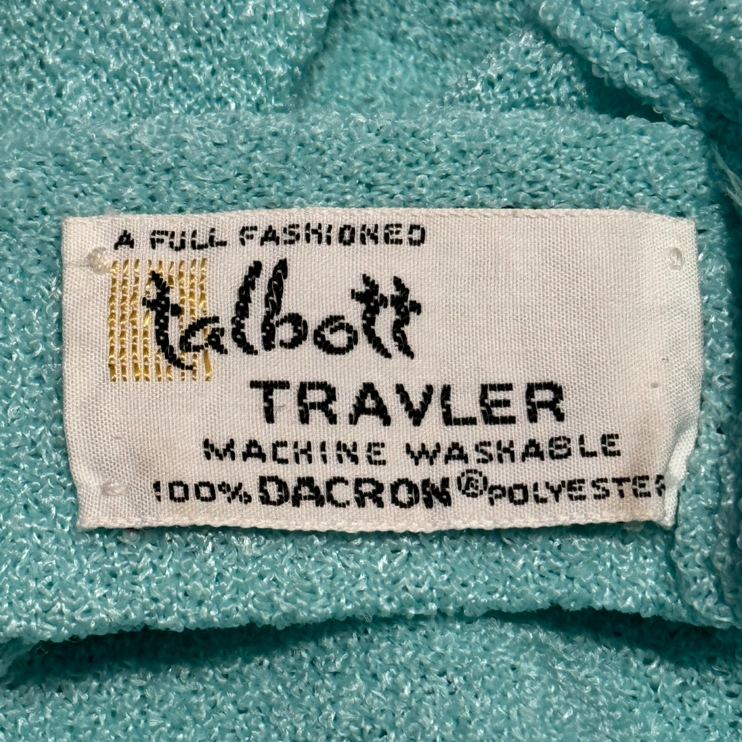 Talbott Traveler Vintage 1960s Knitted Aqua Suit