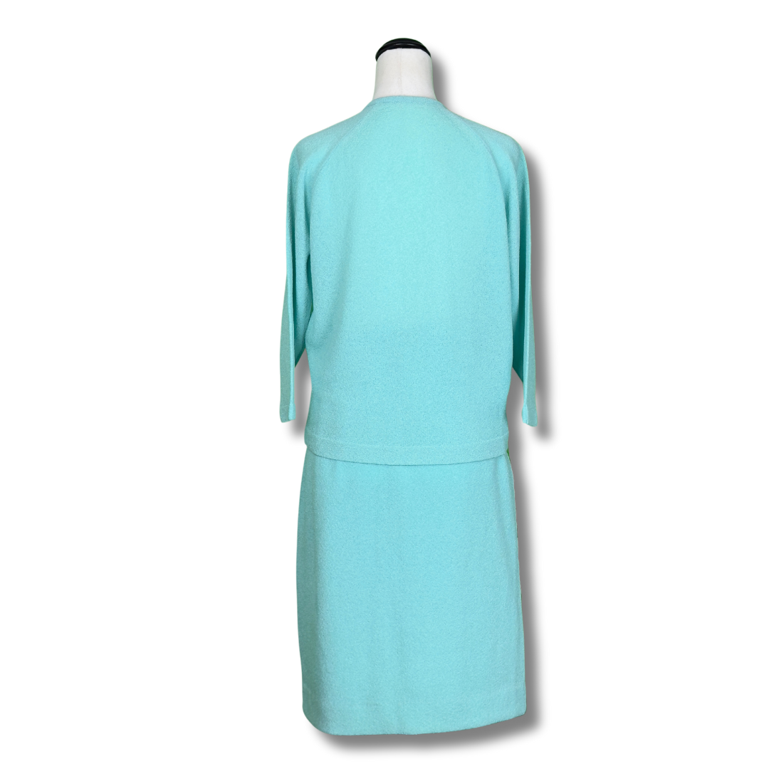 Talbott Traveler Vintage 1960s Knitted Aqua Suit