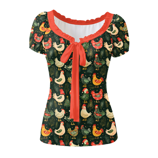 The Elsie Top in Christmas Chickens