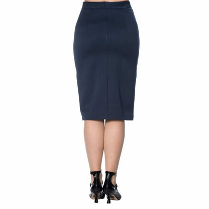 Banned Retro Navy Block Colour Pencil Skirt