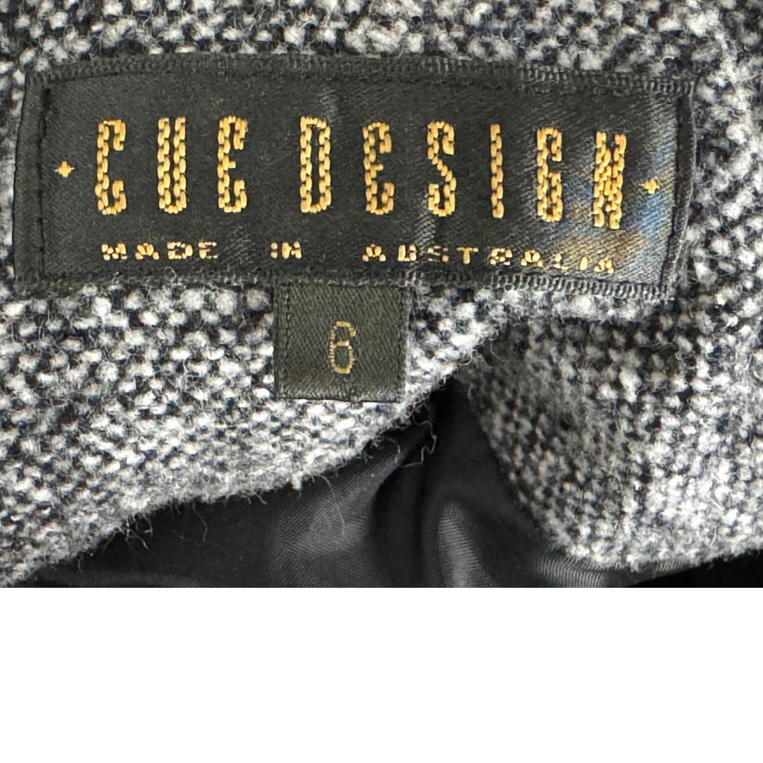 Cue 90s Grey Woollen Jacket with Faux Fur Trim