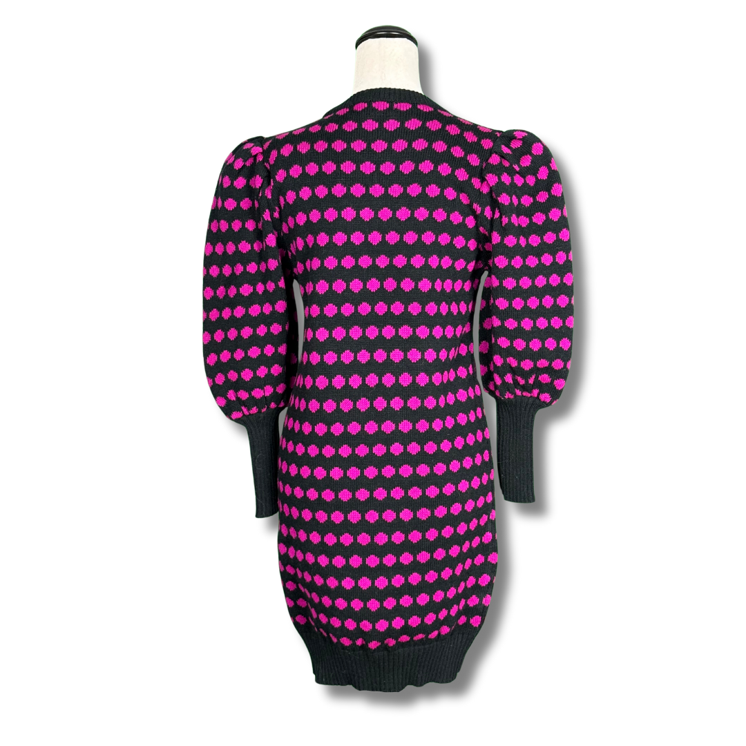 Dressy Tessy 1980s Black with Pink Dots Sweater Dress