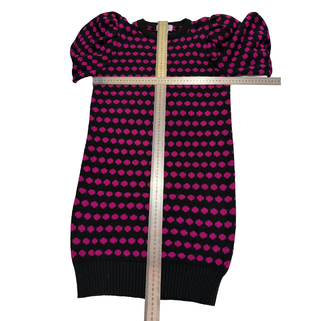 Dressy Tessy 1980s Black with Pink Dots Sweater Dress