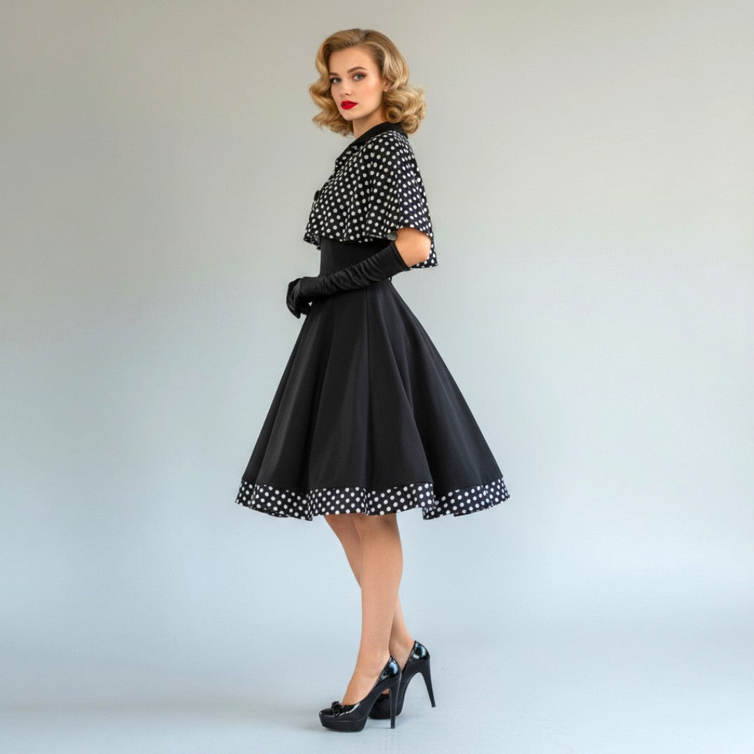 Hepburn Polka Dress and Cape Set (Sample)
