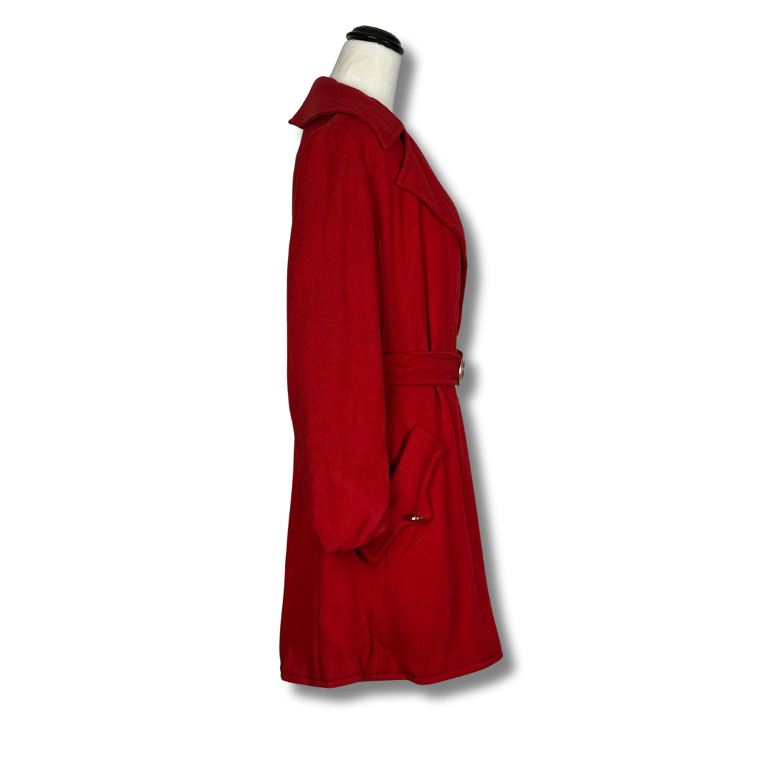 Lassie Junior Mid Length Red Belted Asymmetrical Trench