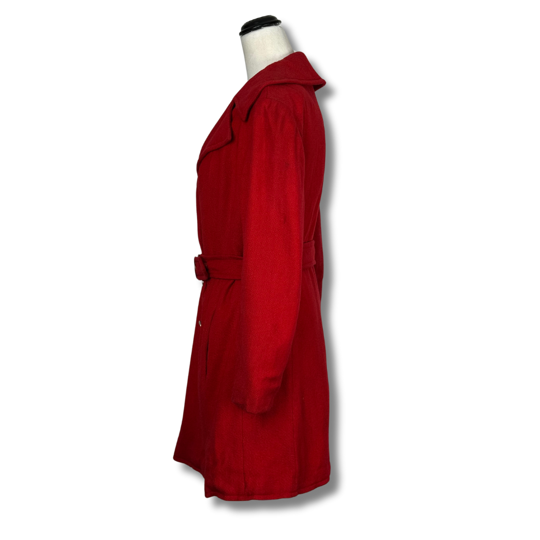 Lassie Junior Mid Length Red Belted Asymmetrical Trench