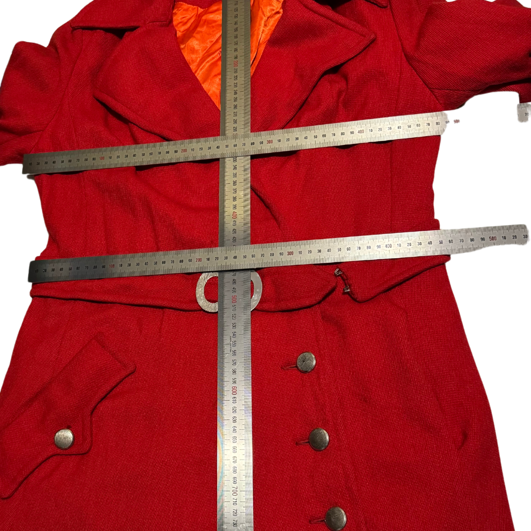 Lassie Junior Mid Length Red Belted Asymmetrical Trench