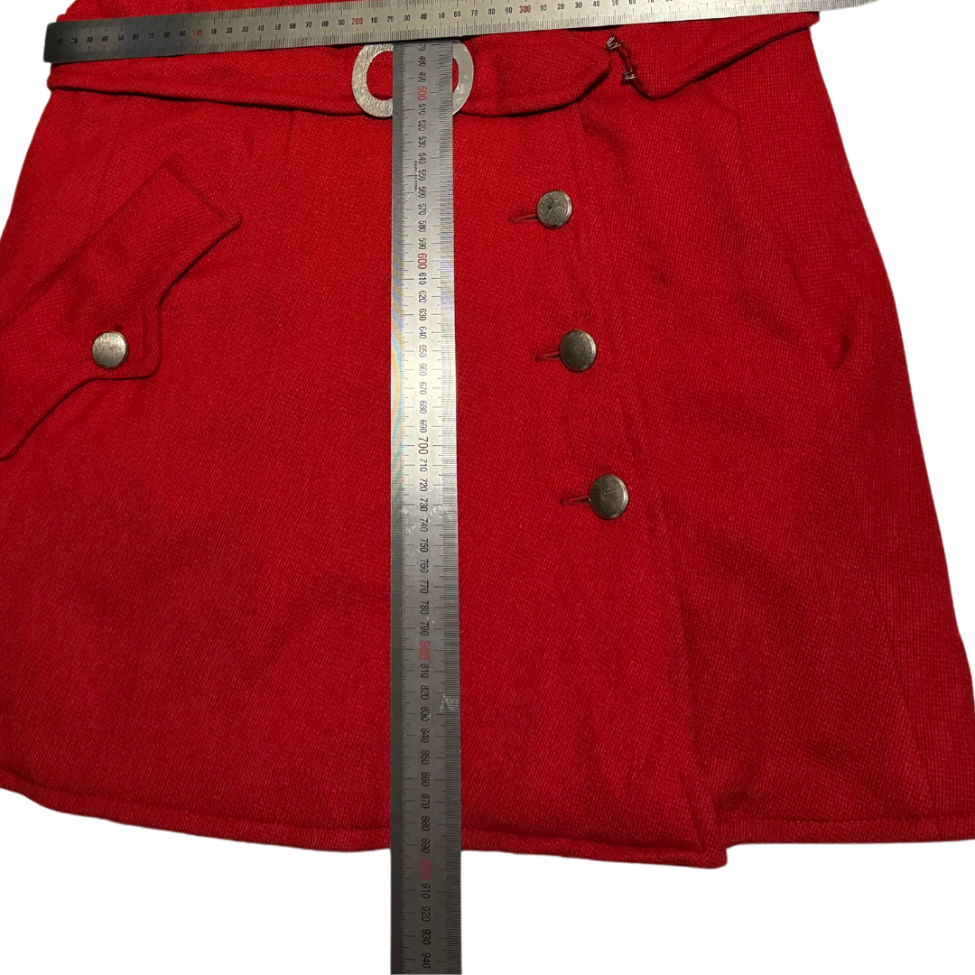 Lassie Junior Mid Length Red Belted Asymmetrical Trench