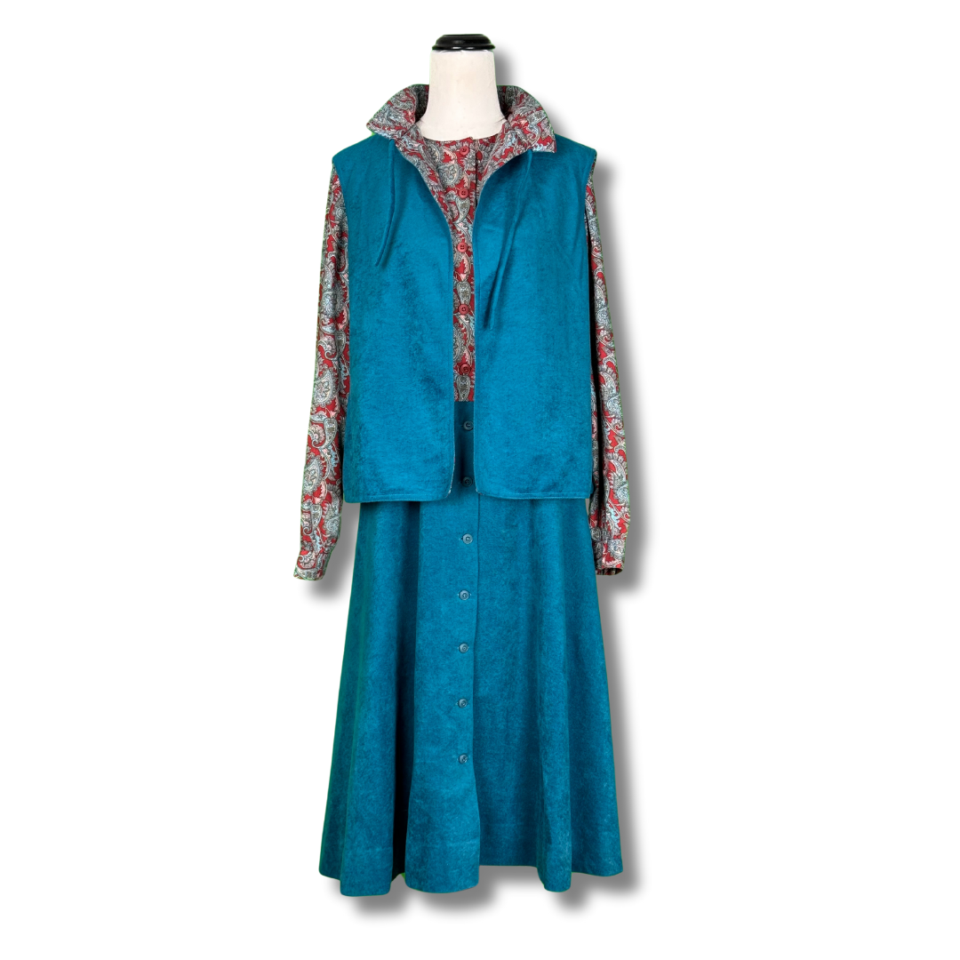 Leon Cutler Vintage 1970s Dress and Vest Set