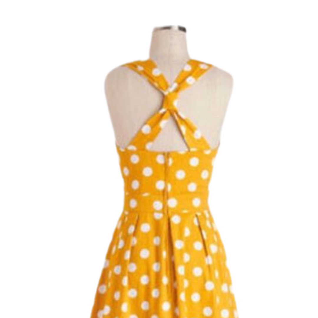 Modcloth x Myrtlewood of California Yellow Crossback Fit & Flare Dress