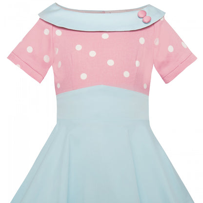 Dolly & Dotty Kids Pink & Blue Darlene Dress Size 3-4