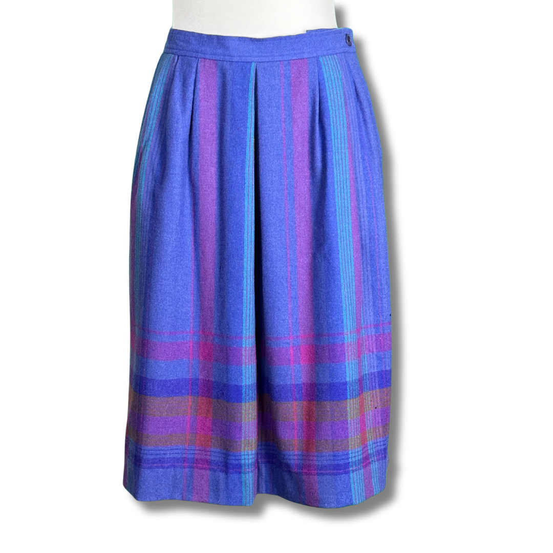 Pendleton 1970s Vintage Woollen Purple Plaid Skirt