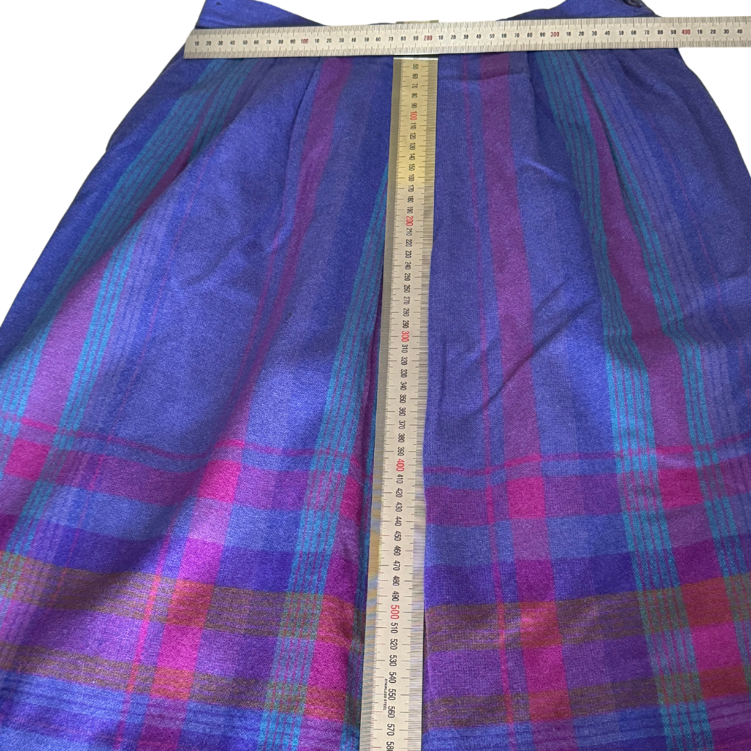Pendleton 1970s Vintage Woollen Purple Plaid Skirt