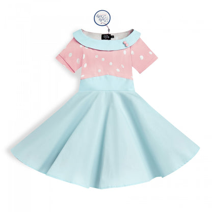 Dolly & Dotty Kids Pink & Blue Darlene Dress Size 3-4