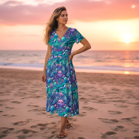 Elara Dress in Ocean Curio