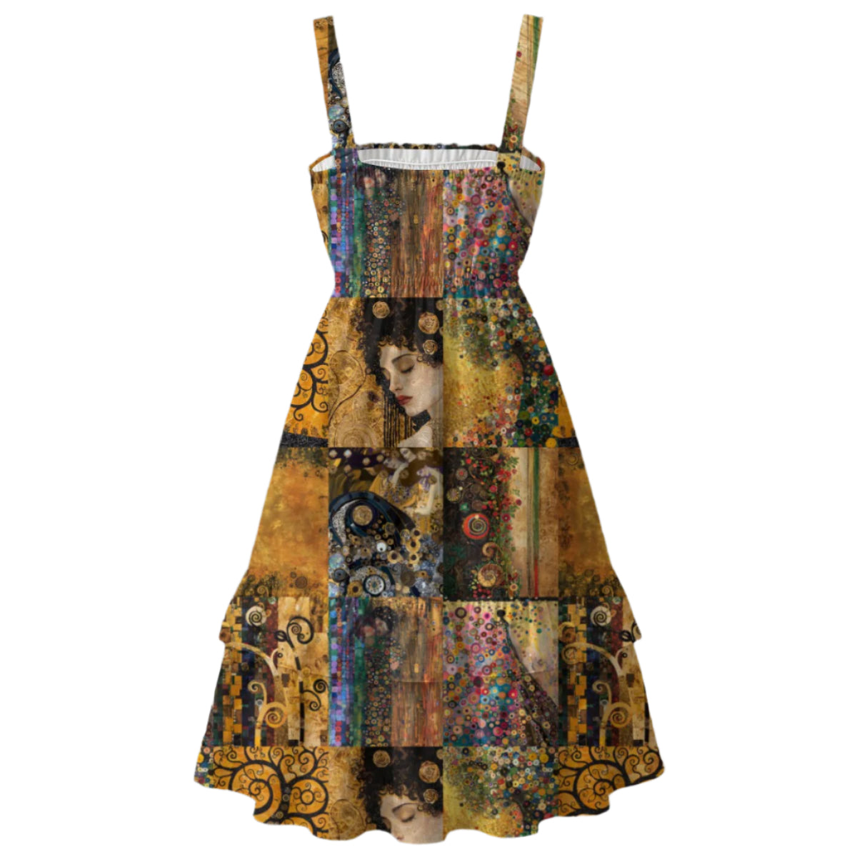 Dress with artistic design on a gray background