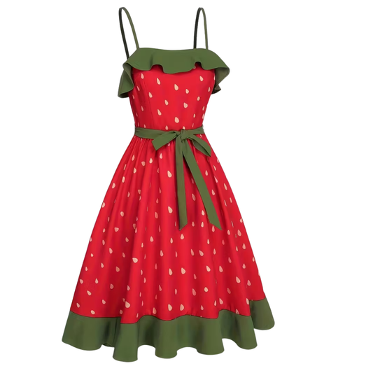 Strappy Strawberry Swing Dress (Sample)