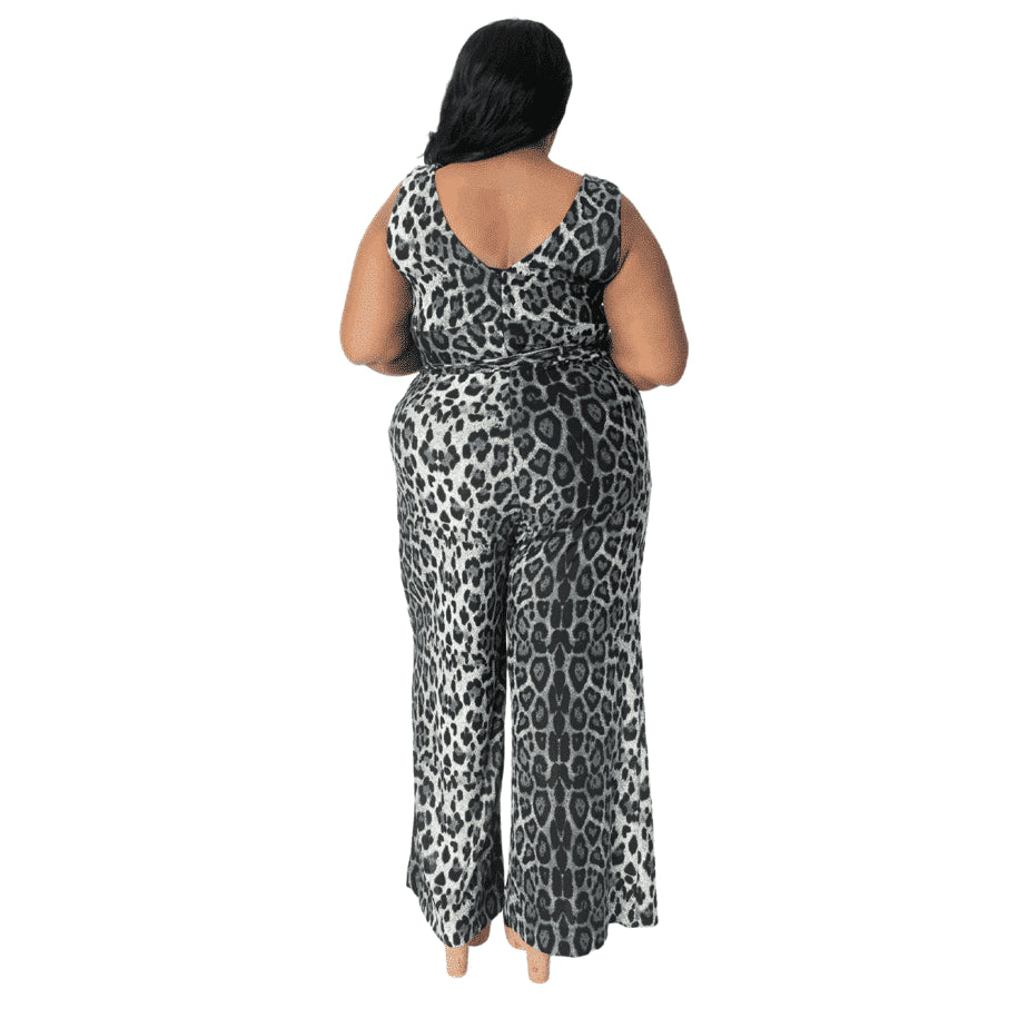 Unique Vintage Grey Leopard Print Montgomery Jumpsuit