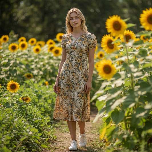 Mabel Dress in Sunny Quokka Print